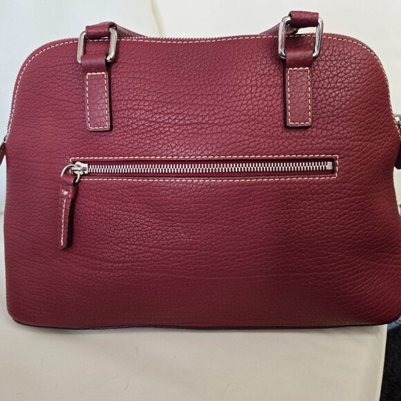 Dooney & Bourke Pebble Grain Zip Zip Satchel Burgundy Wine Leather Crossbody Sho - Picture 5 of 8